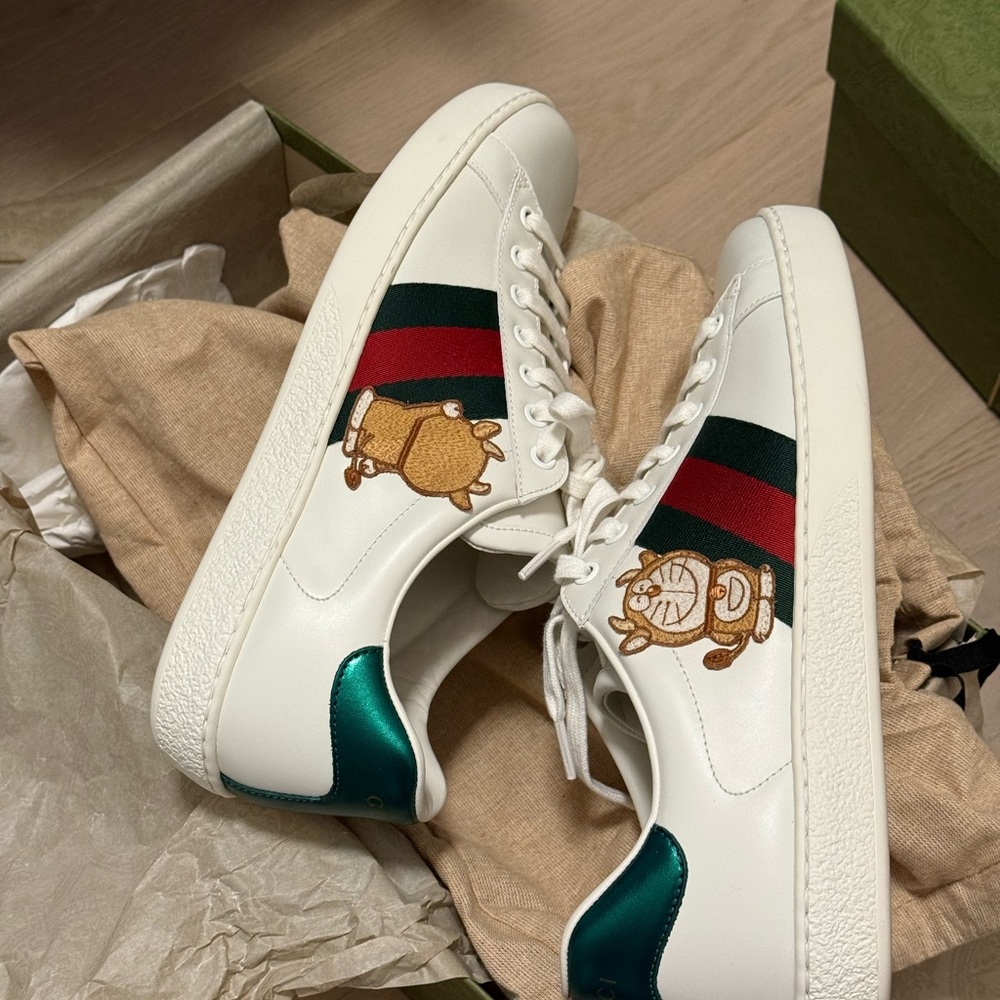 Gucci Doraemon White Sneakers Men US 7.5 New In Box